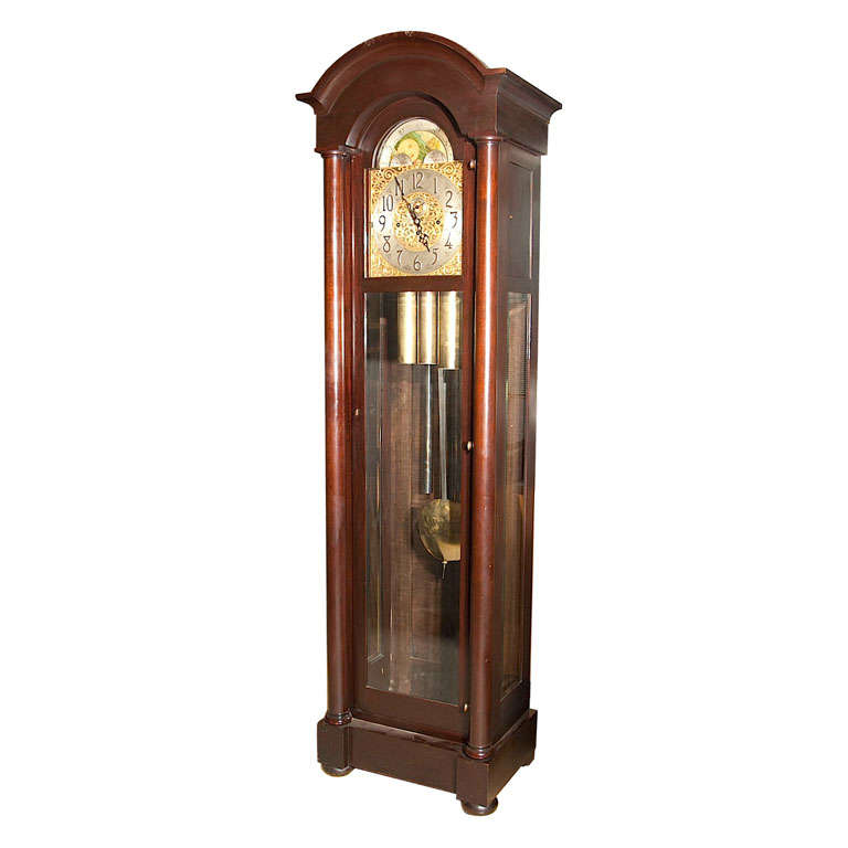 Style Mahogany Herschede Grandfather Clock Working at 1stDibs